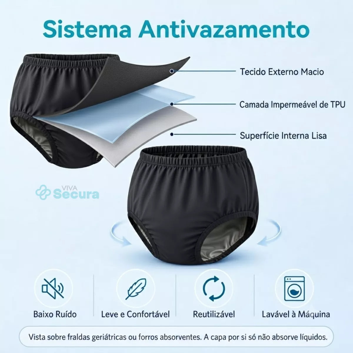 Calça Plástica Geriátrica Adulto Unissex - Secura Proof Viva Secura