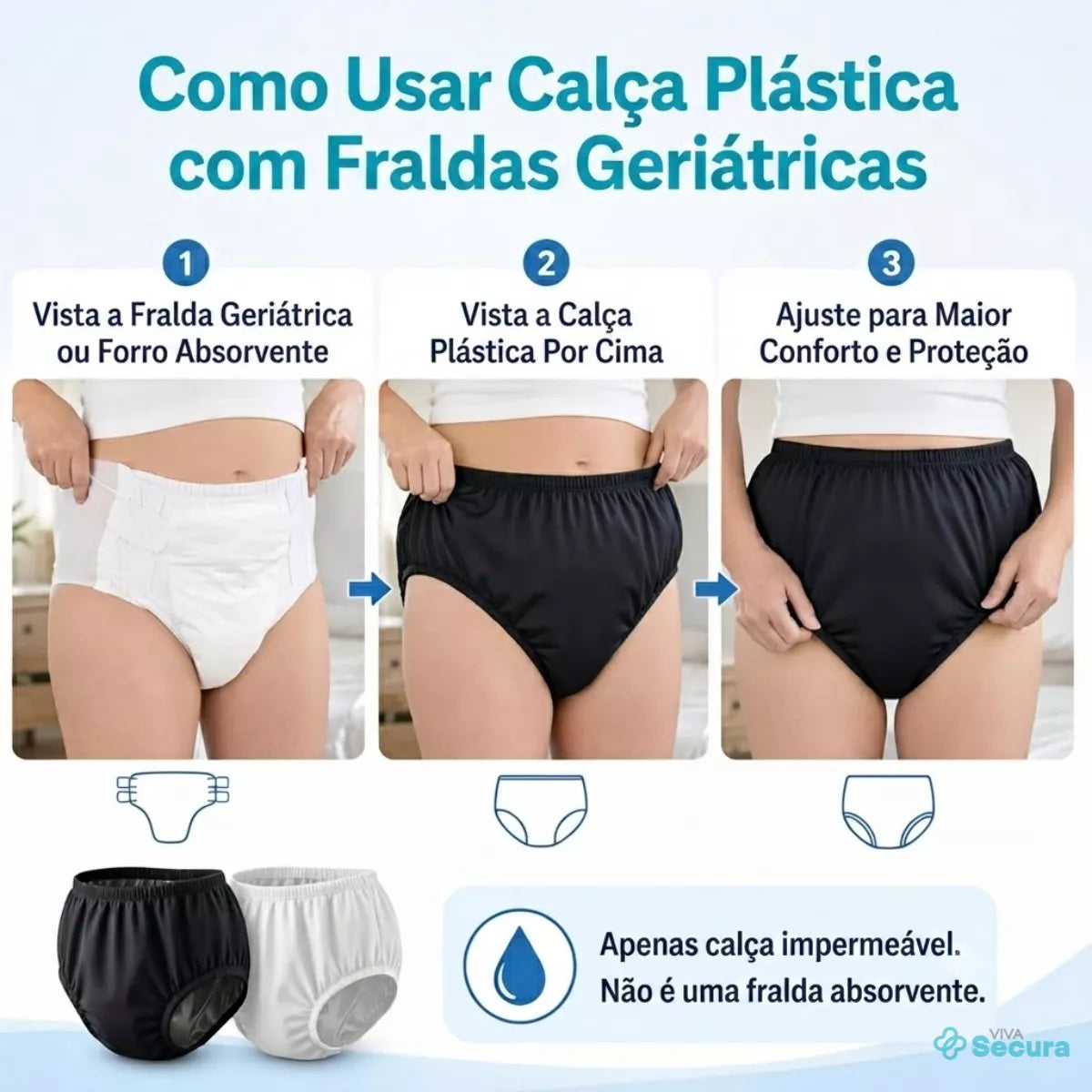 Calça Plástica Geriátrica Adulto Unissex - Secura Proof Viva Secura