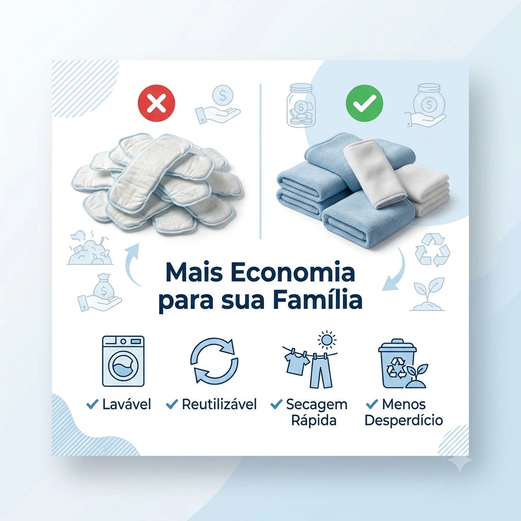 Pano absorvente de Microfibra - Reposição para Fralda Ecológica viva secura