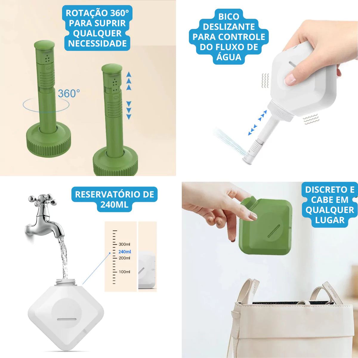 Bidê Portátil para Higiene Pessoal 240ml - Secura Tech Viva Secura