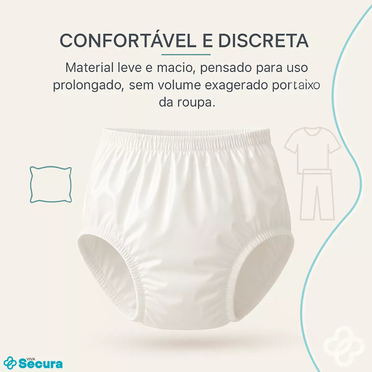 Calça Plástica Geriátrica Adulto Unissex - Secura Proof branca Viva Secura