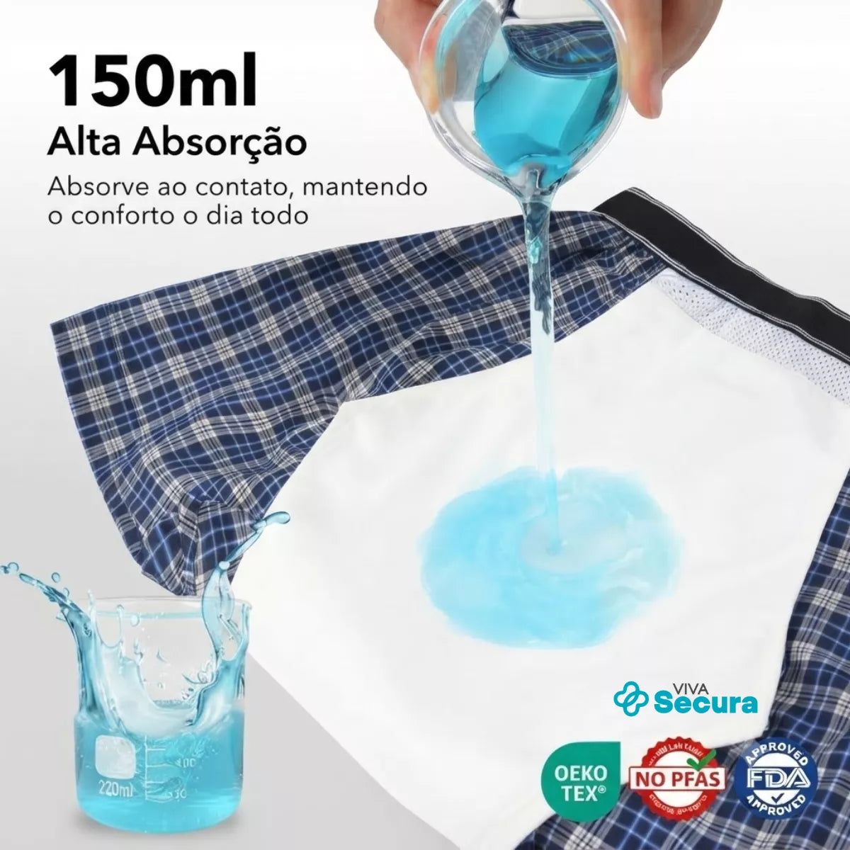Short Samba Canção Absorvente para Incontinência Urinária Lavável e Reutilizável 150ml Viva Secura