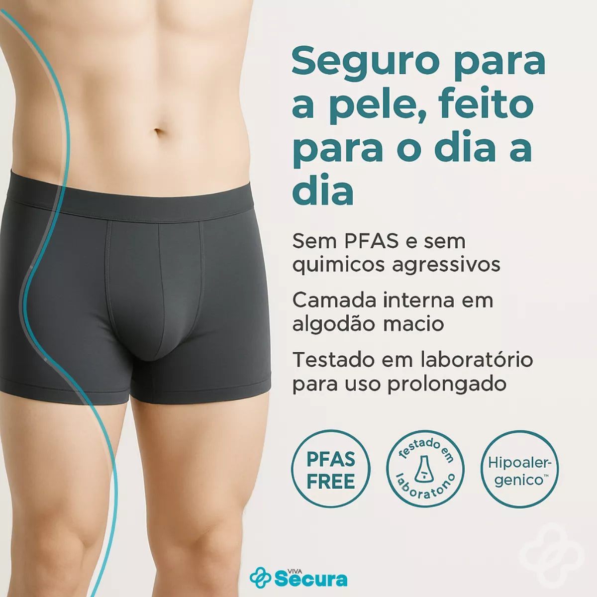Cuecas Absorventes Boxer Masculinas para Incontinência - Secura Dry Viva Secura