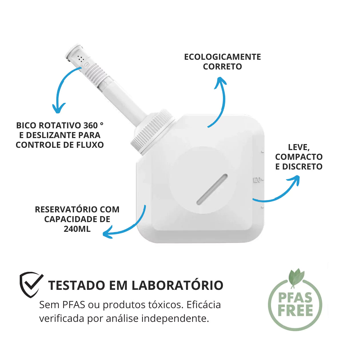 Bidê Portátil para Higiene Pessoal 240ml - Secura Tech Viva Secura