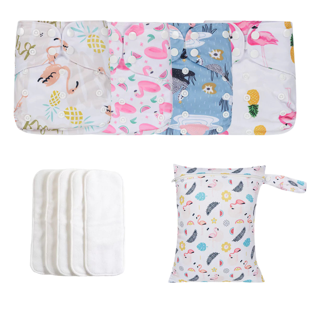 Kit 4 Fraldas Ecológicas de Pano Reutilizável e Regulável para Bebe Secura viva secura