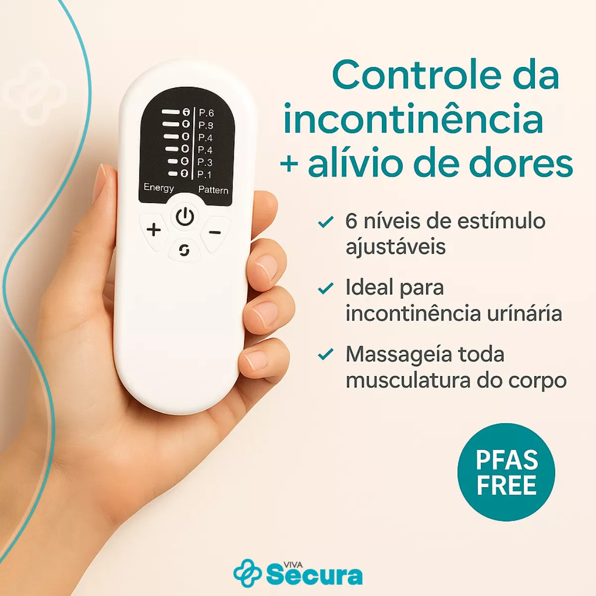 Estimulador Elétrico Muscular e do Assoalho Pélvico - Secura Tech Viva Secura