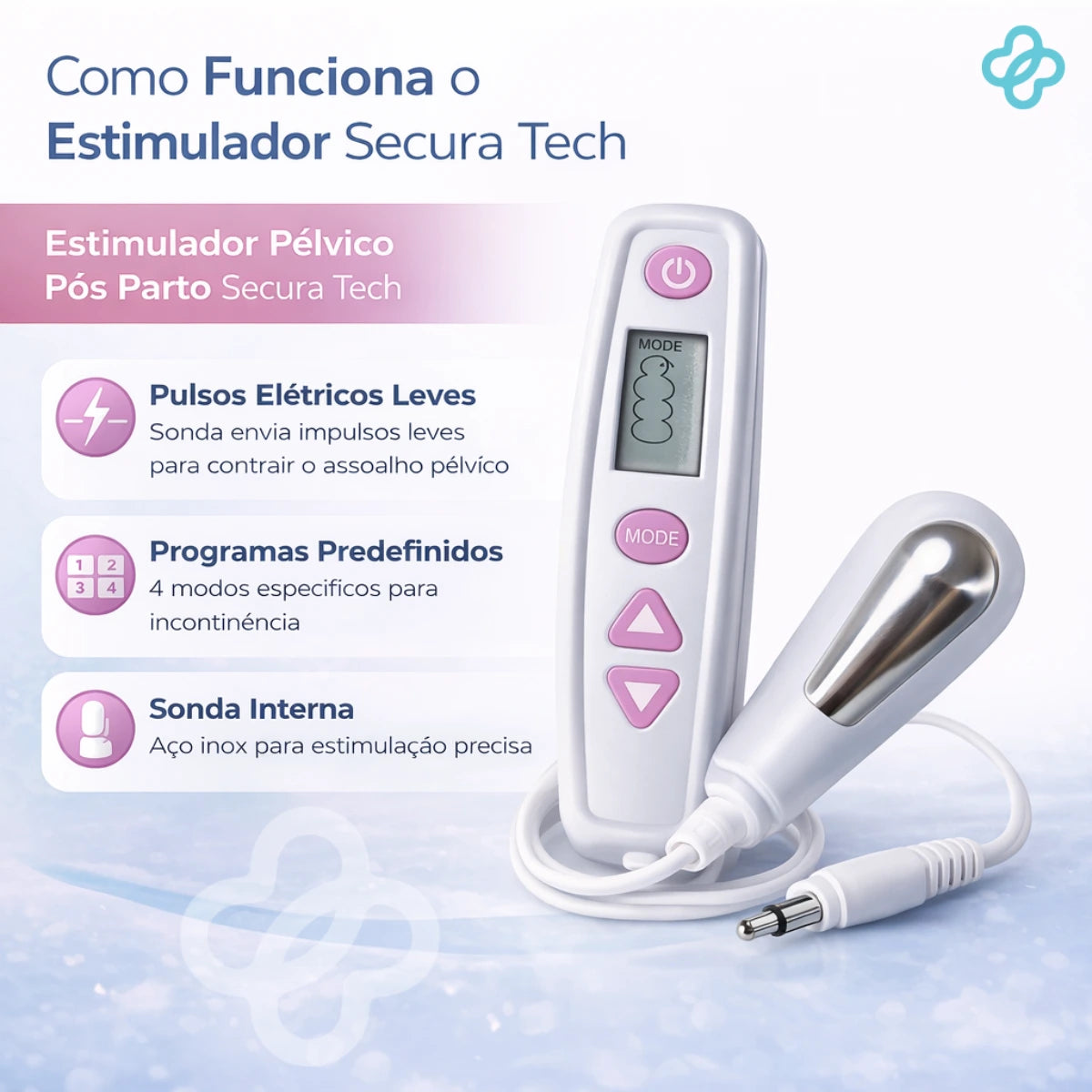 Estimulador Pélvico Elétrico Pós Parto - Secura Tech Viva Secura