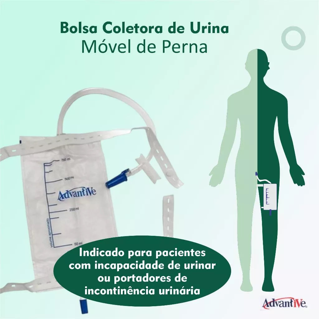 Kit 5 Coletores de Urina de Perna 750ml com Extensão Sistema Fechado - Secura Care Viva Secura