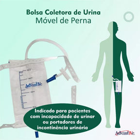 Kit 5 Coletores de Urina de Perna 750ml com Extensão Sistema Fechado - Secura Care Viva Secura