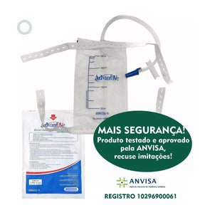 Kit 5 Coletores de Urina de Perna 750ml com Extensão Sistema Fechado - Secura Care Viva Secura