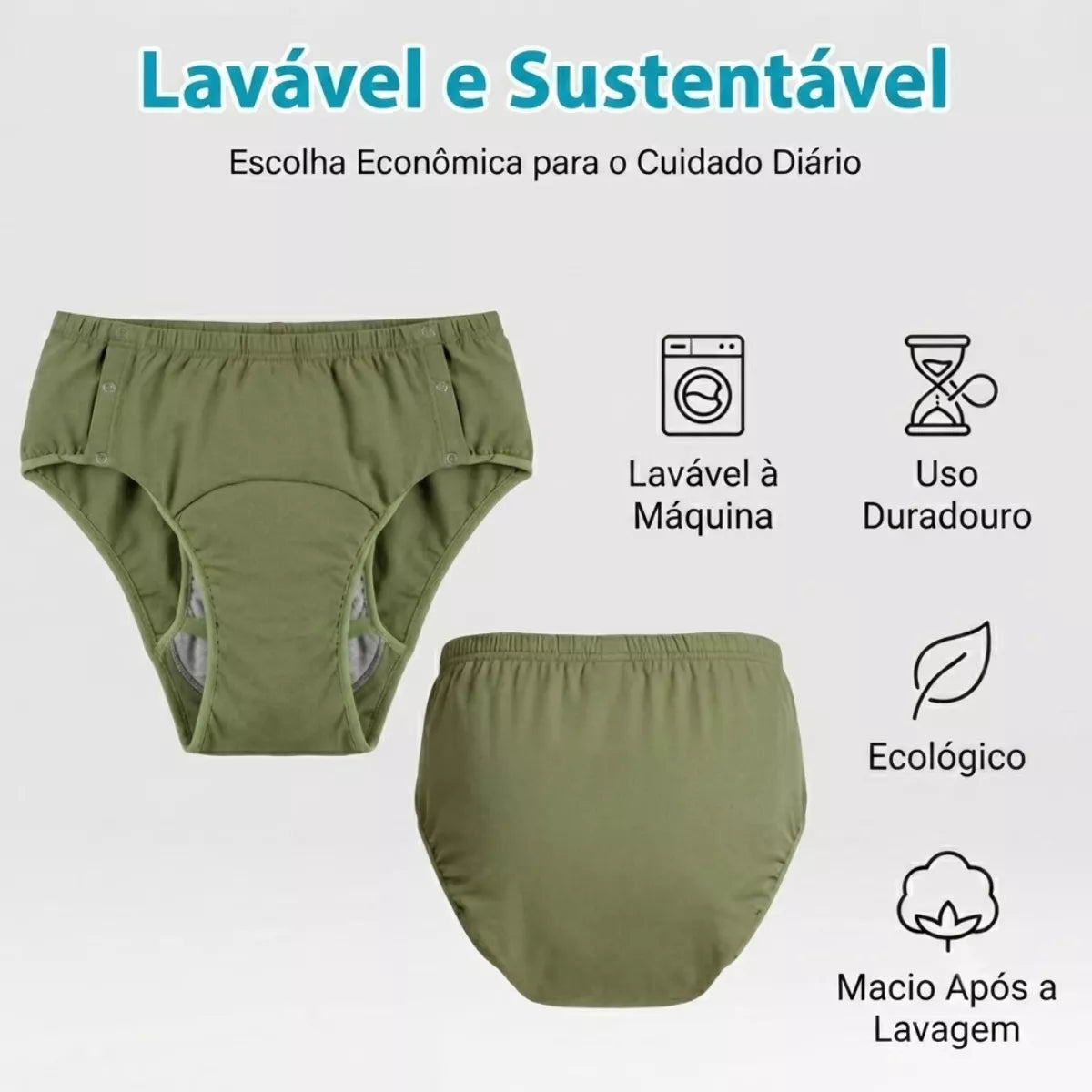 Fralda Geriátrica Lavável Reutilizável com Grafeno Antibacteriana para Incontinência Unissex Viva Secura