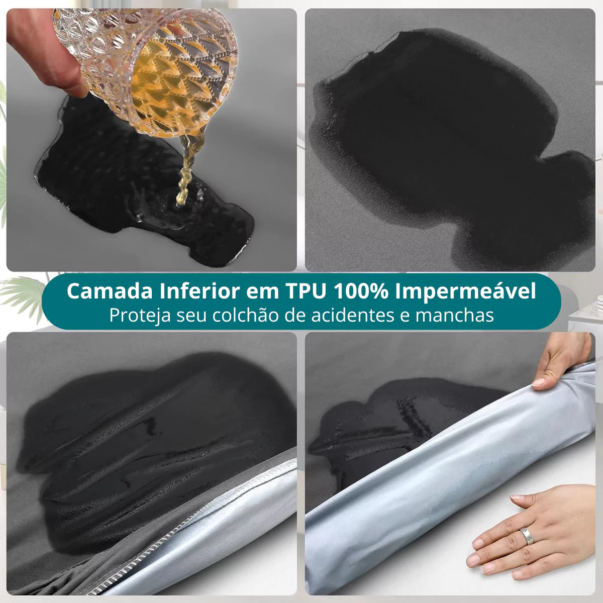 Lençol Protetor de Colchão Impermeável - Secura Cover cinza viva secura
